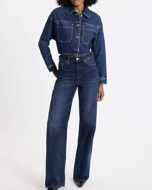 Dark Wash Cropped Denim Jackets