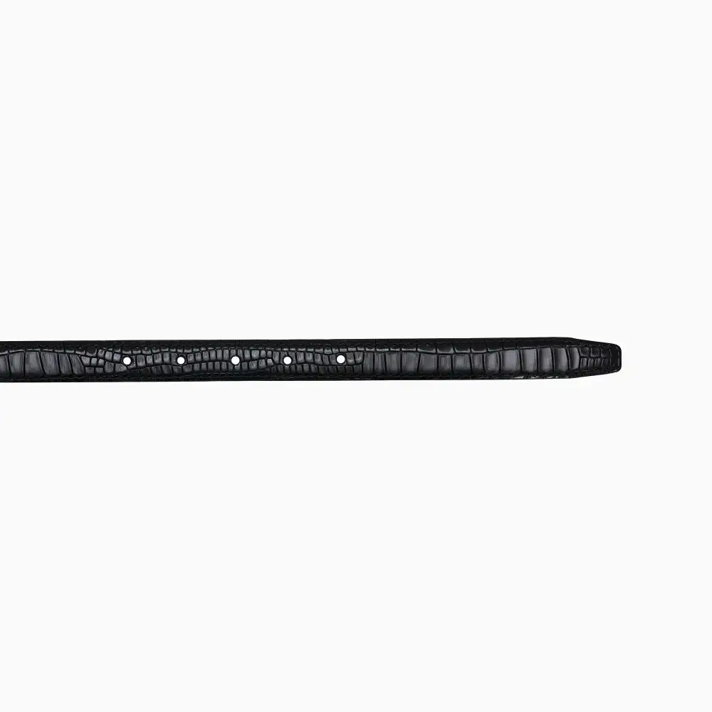 Hair On Leather Croco Print Croco Texture Narrow Waist Belt