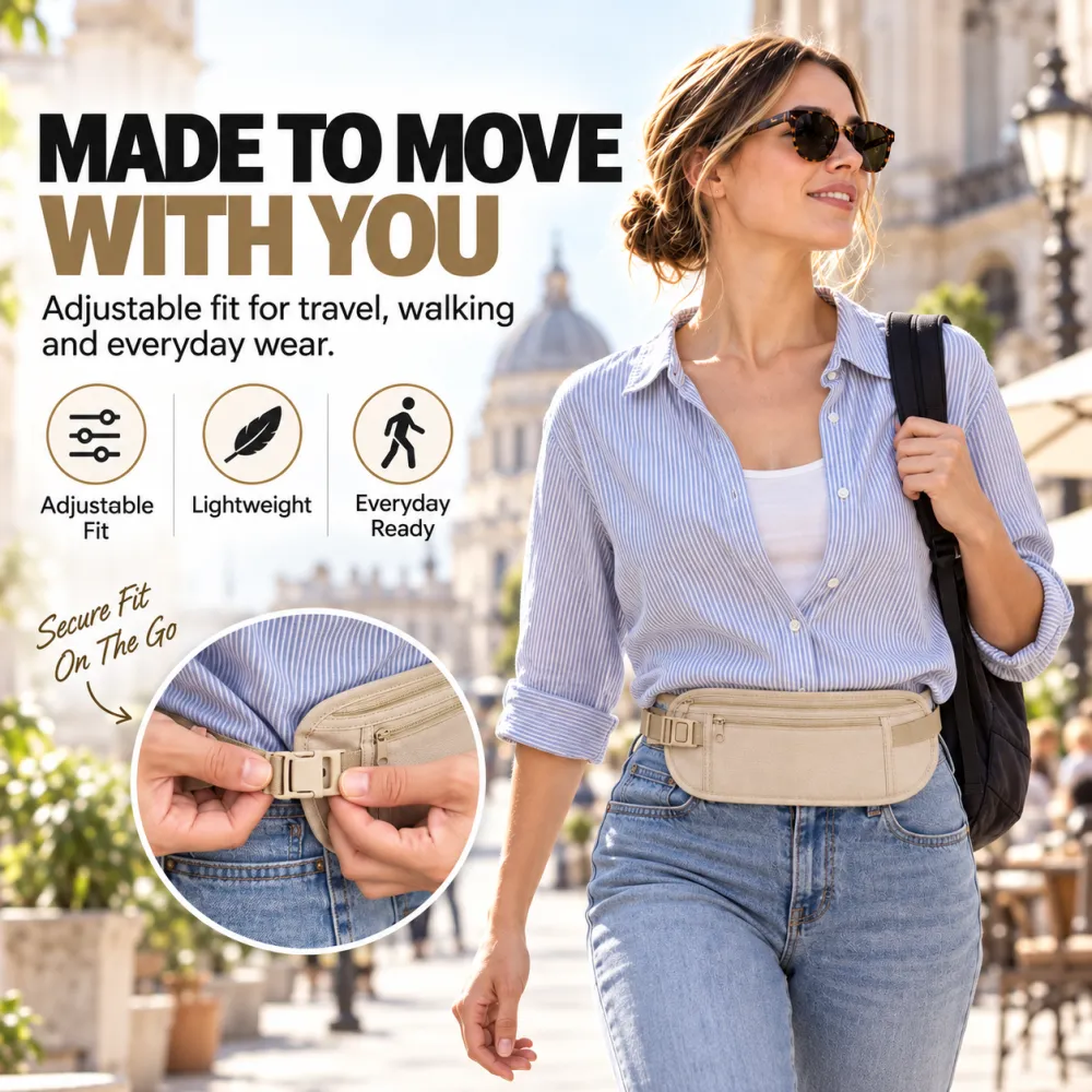 Ultra-Thin Anti-Theft Travel Wallet with Hidden Waist Strap