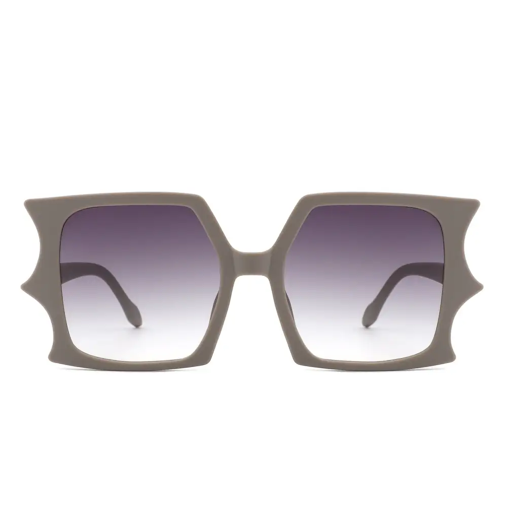 Square Irregular Bat Wing Shape Flat Sunglasses