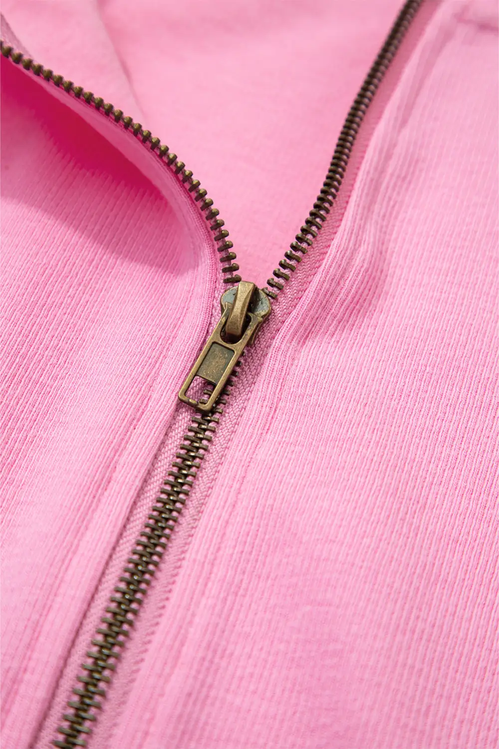 Ribbed Zip-Up Drawstring Hooded Jacket