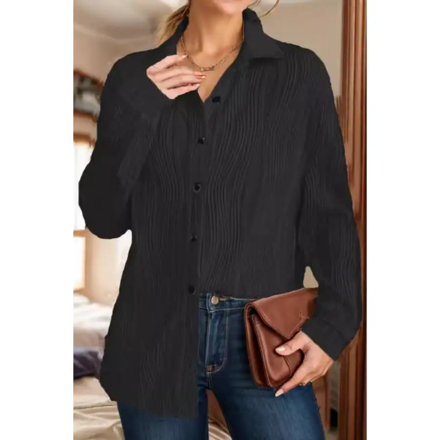 Relaxed Textured Collared Collared Shirt