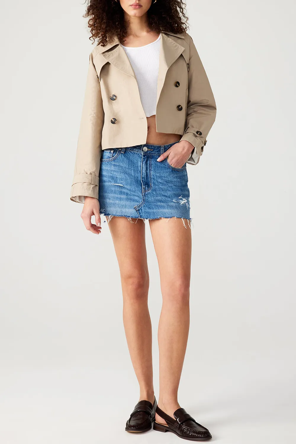 CROPPED TRENCH JACKET LIGHT GREEN