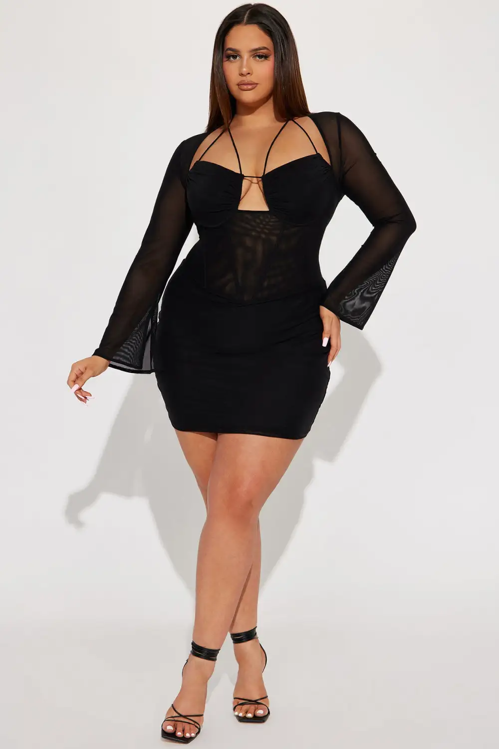 Melanie Mesh Corset Mini Dress - Black