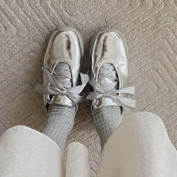 Balletcore Aesthetic Satin Bow Sneakers