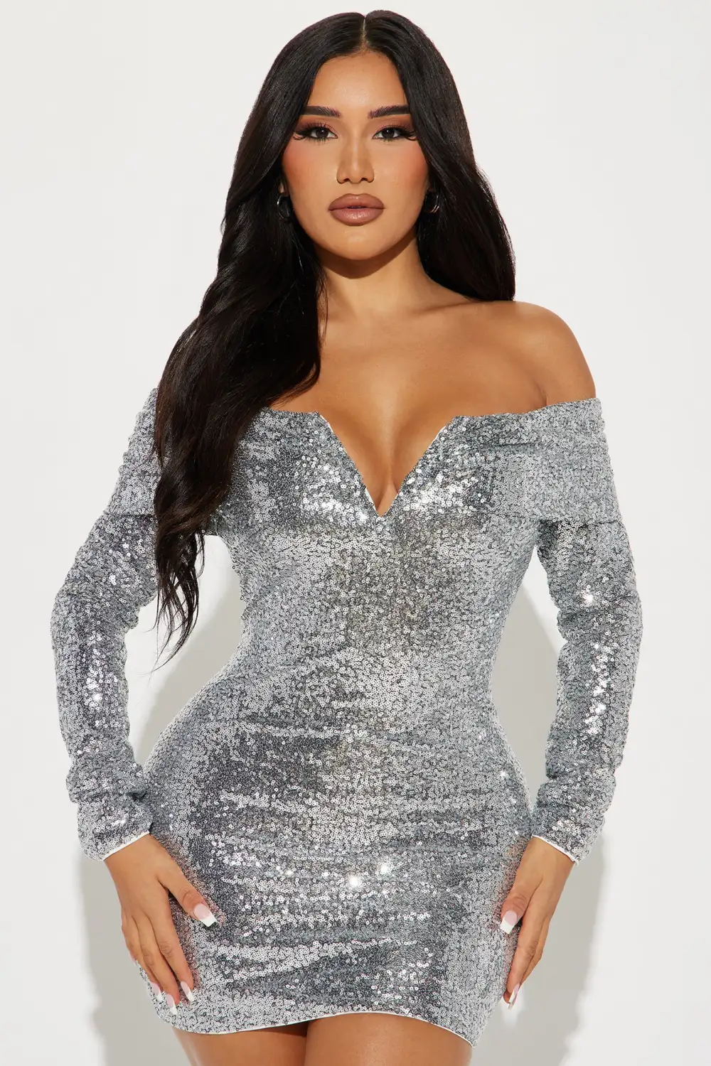 Gia Sequin Mini Dress - Silver
