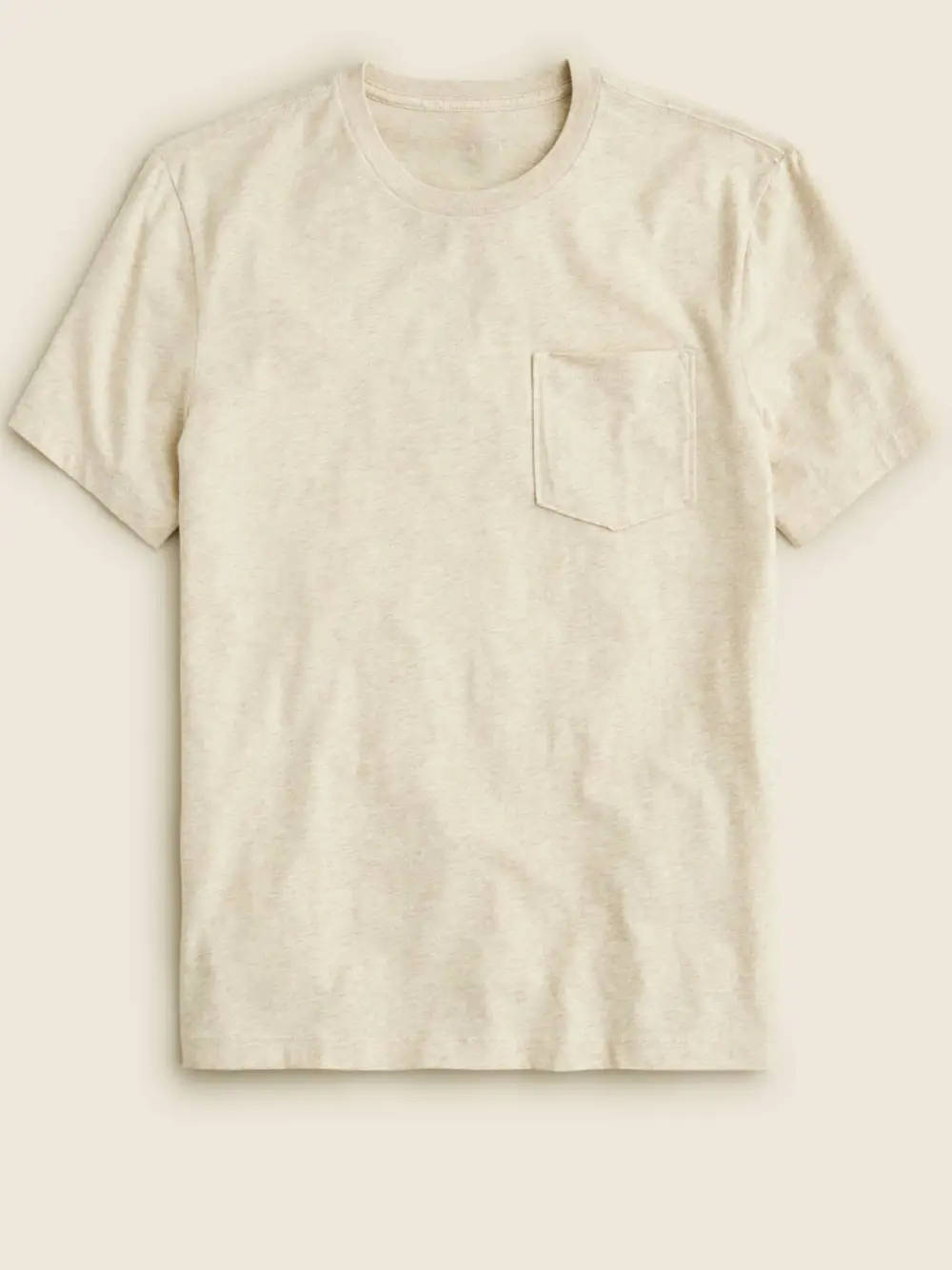 Beige Pocket Detail Crew Neck T-Shirt