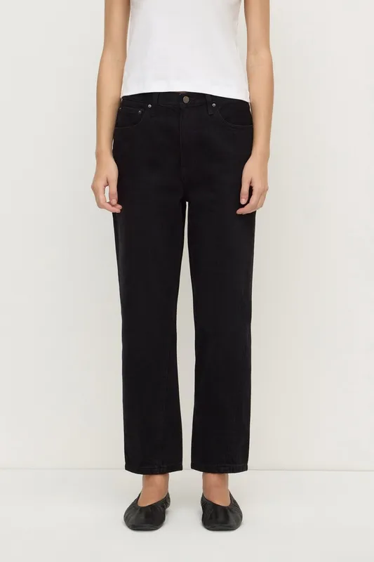 Black Twisted-Seam Straight-Leg Jeans