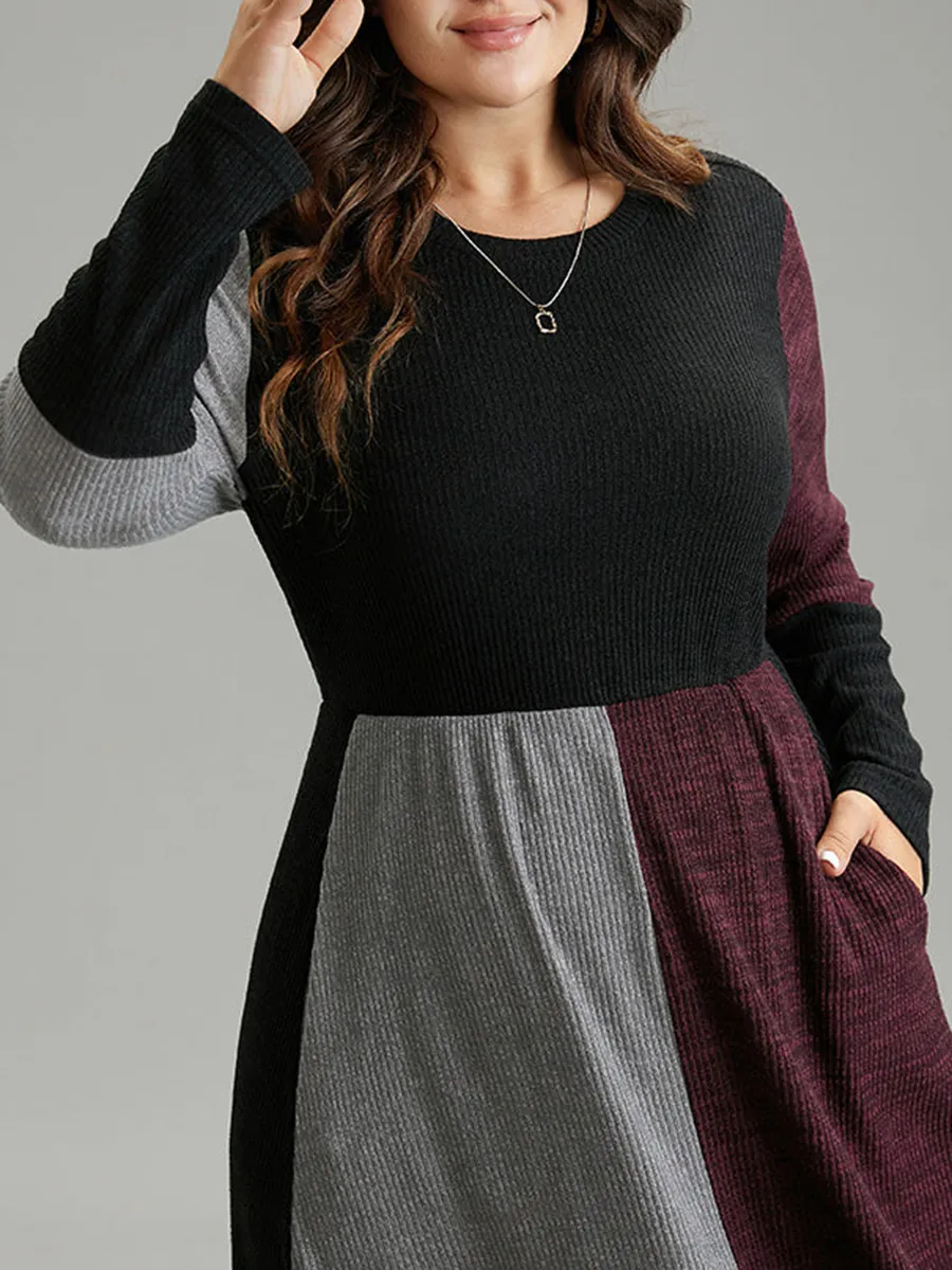 Elegant Senior Color Combination Waist Dress Midi Skirt