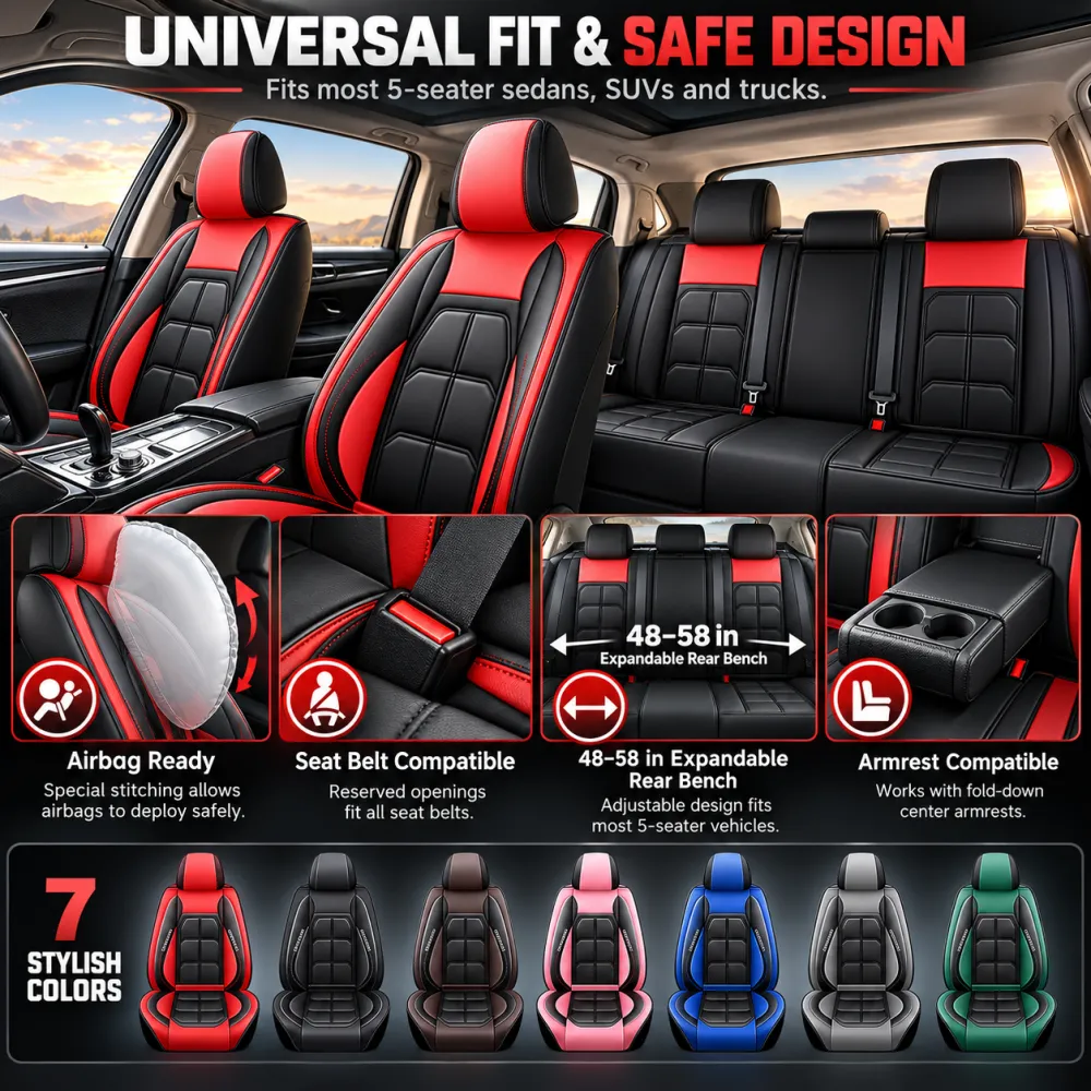 🏎️ AeroLuxe 5-Seater Universal Leather Car Seat Cover Set
