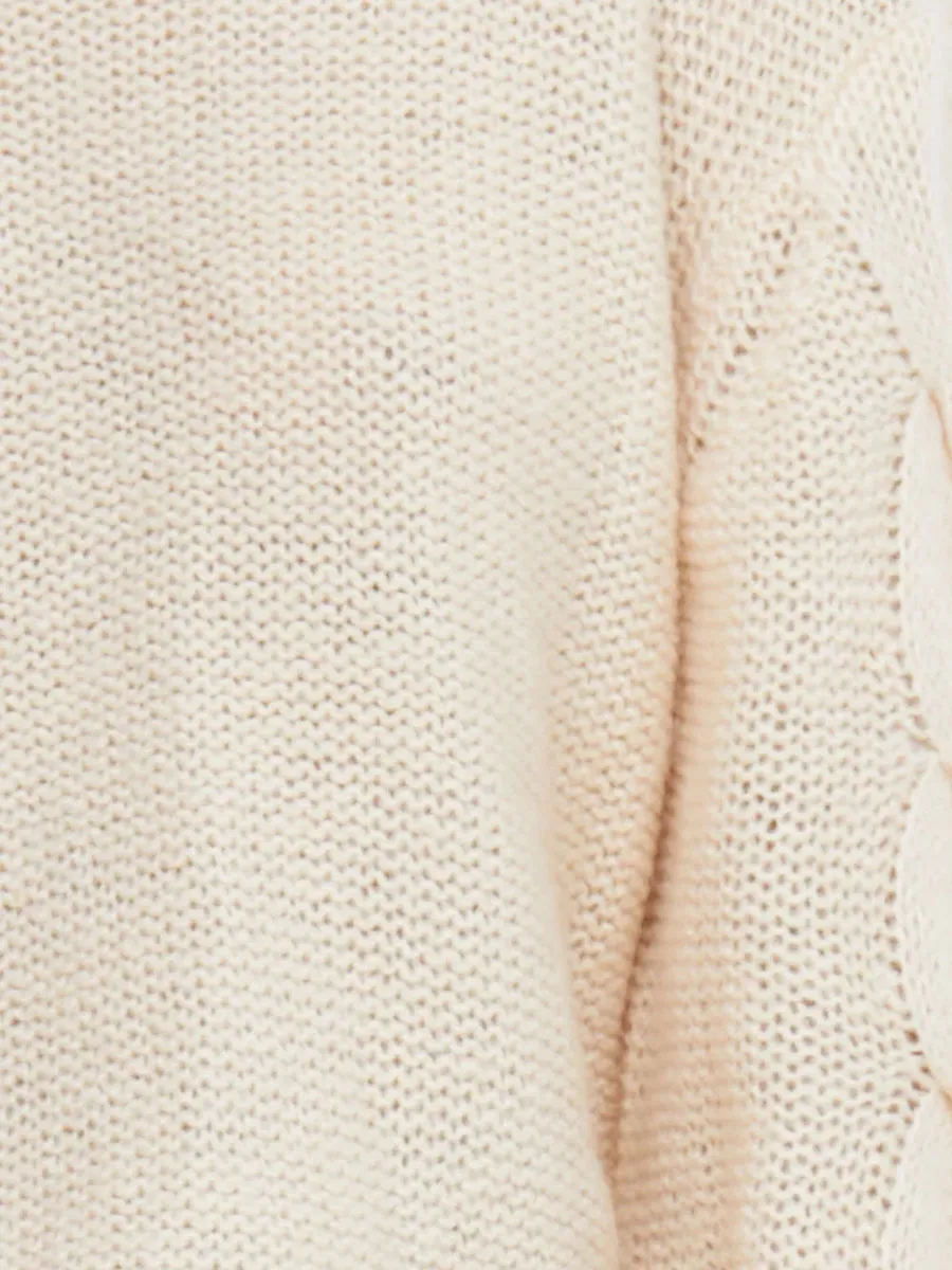 Light Khaki Cable Knit Sweater
