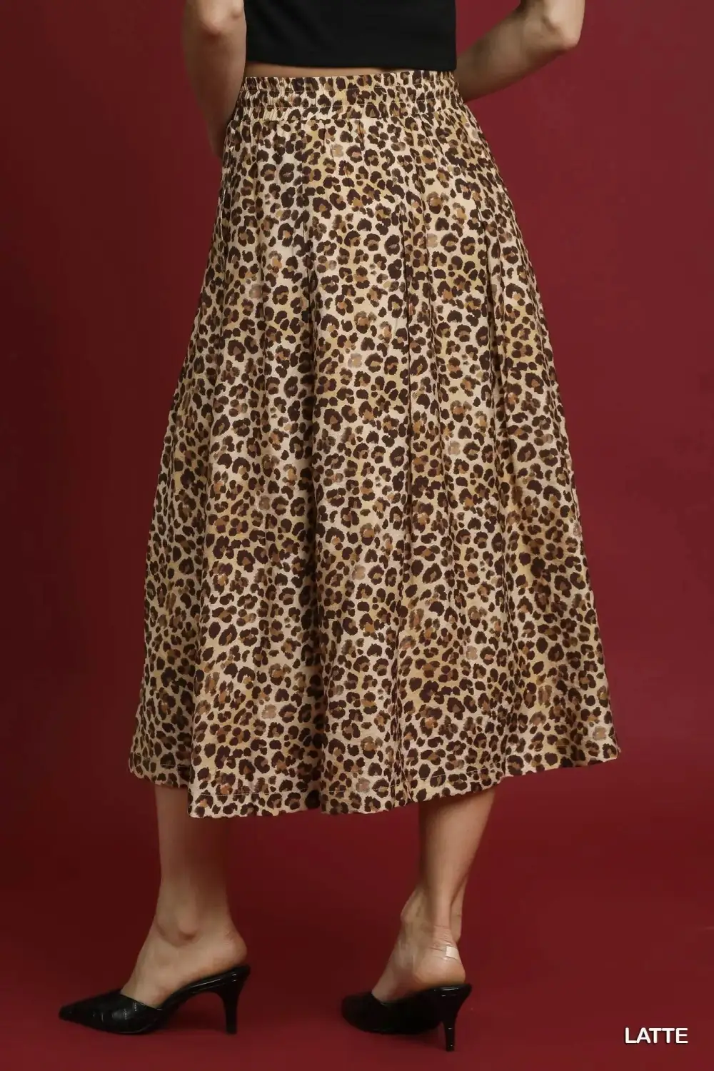 Leopard Print Drawstring Midi Skirt