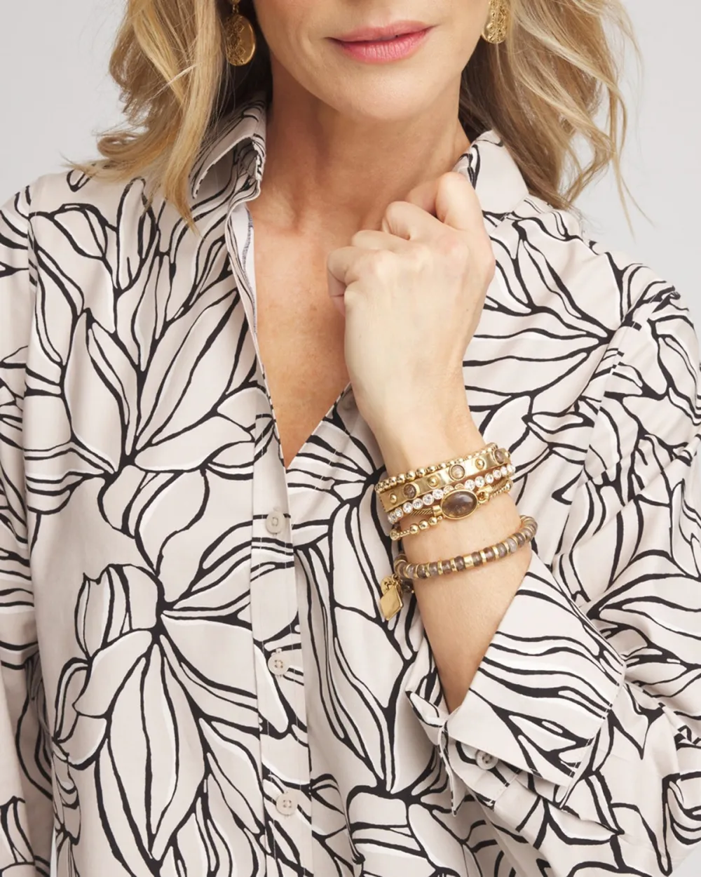 Black and White Floral Print Blouse