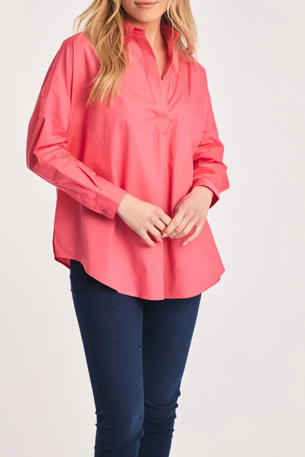 Cotton Loose Ladies Solid Color Casual Shirt