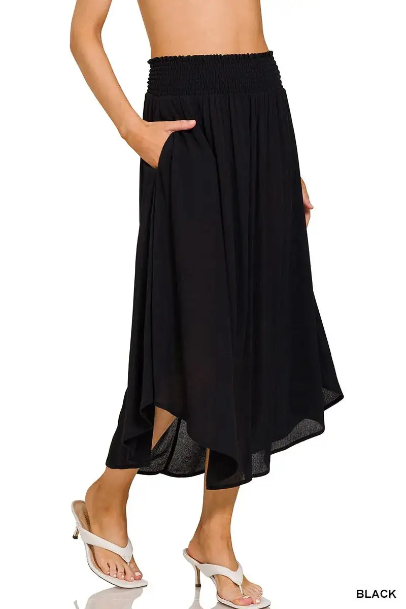Modern Smocked Pocket Maxi Skirt