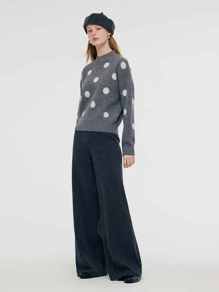 Wool Blend Polka Dots Women Sweater