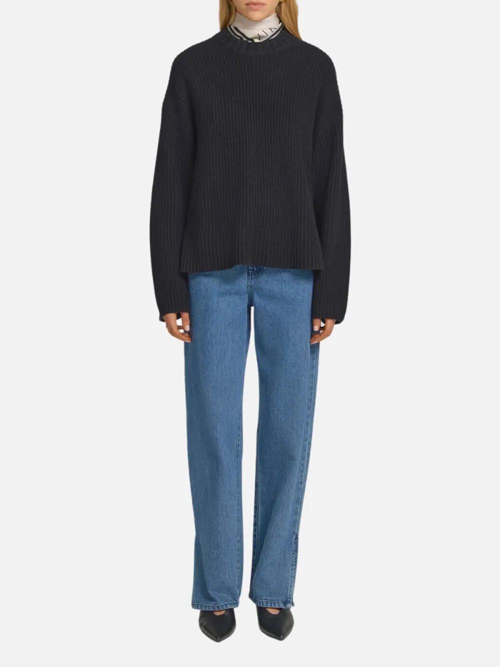 Plain Round Neck Drop Shoulder Sweater