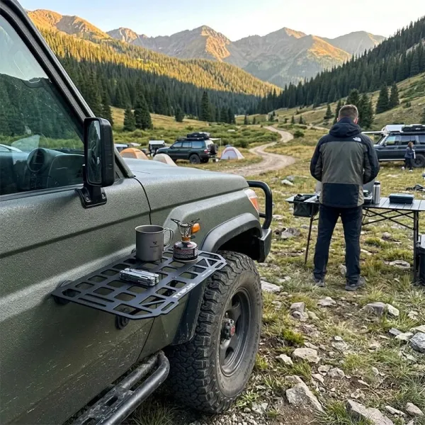 Rugged Magnetic Vehicle Table | Portable Camping Table with Mesh Surface