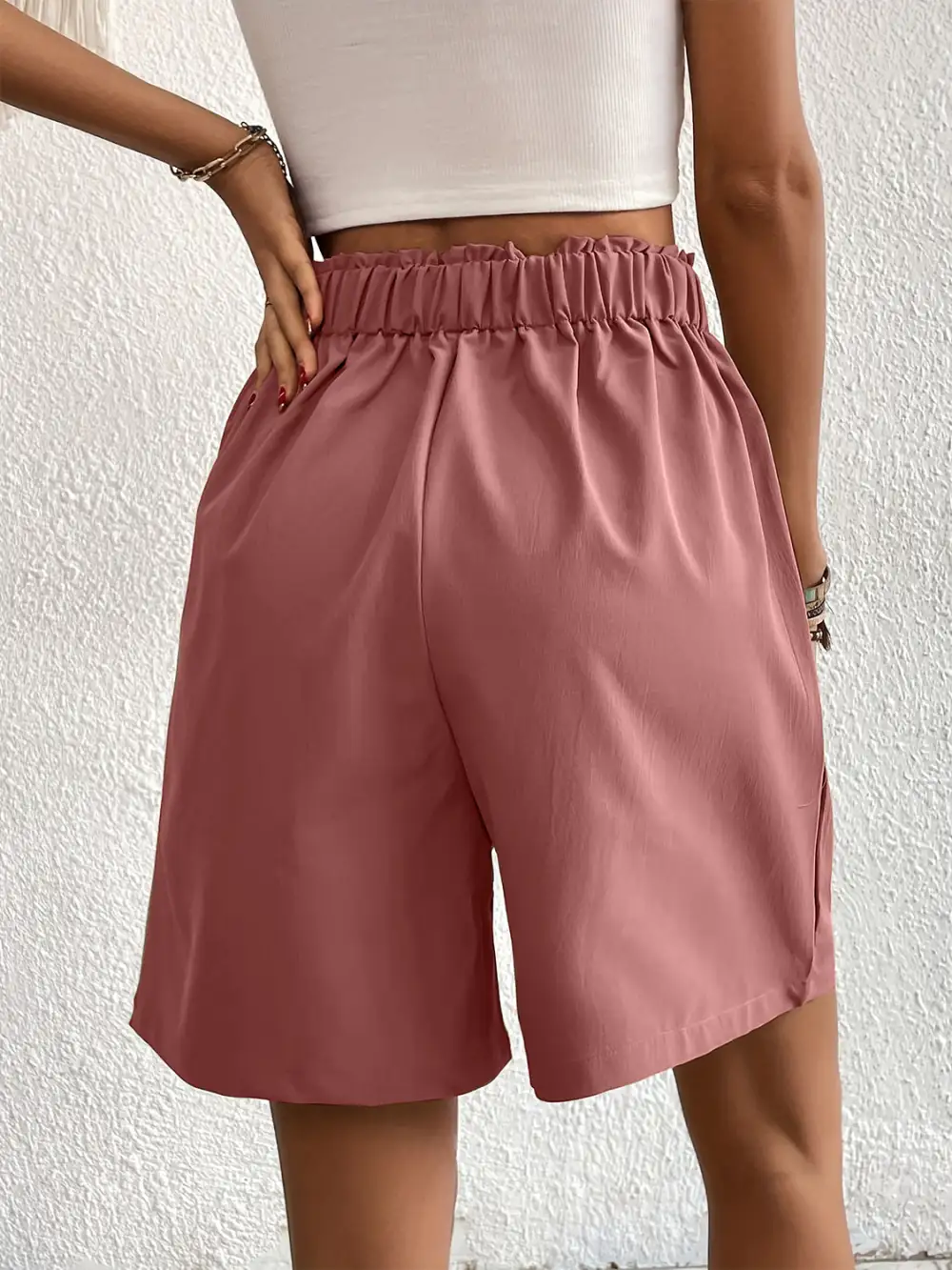 Utility Elastic Waist Pocket Detail Shorts
