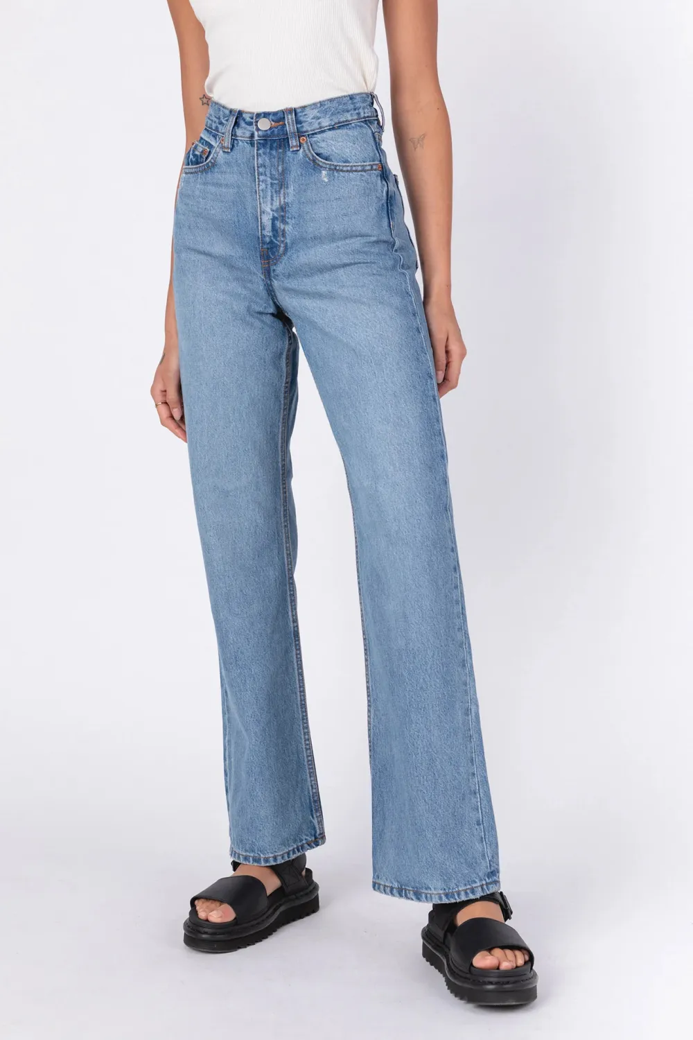 Basic Cotton Breathable High Waist Loose Jeans