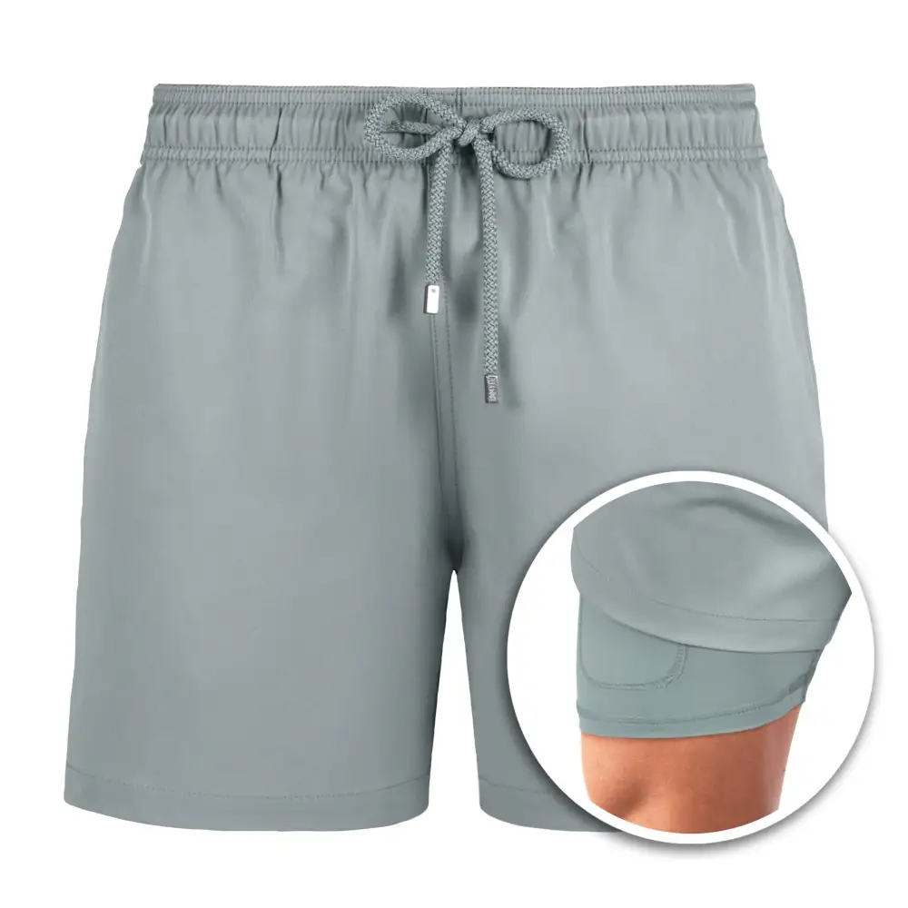 Gray Mid-Length Hybrid Short
