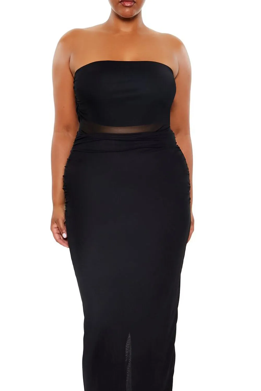 Plus Size Sheer Tube Maxi Dress