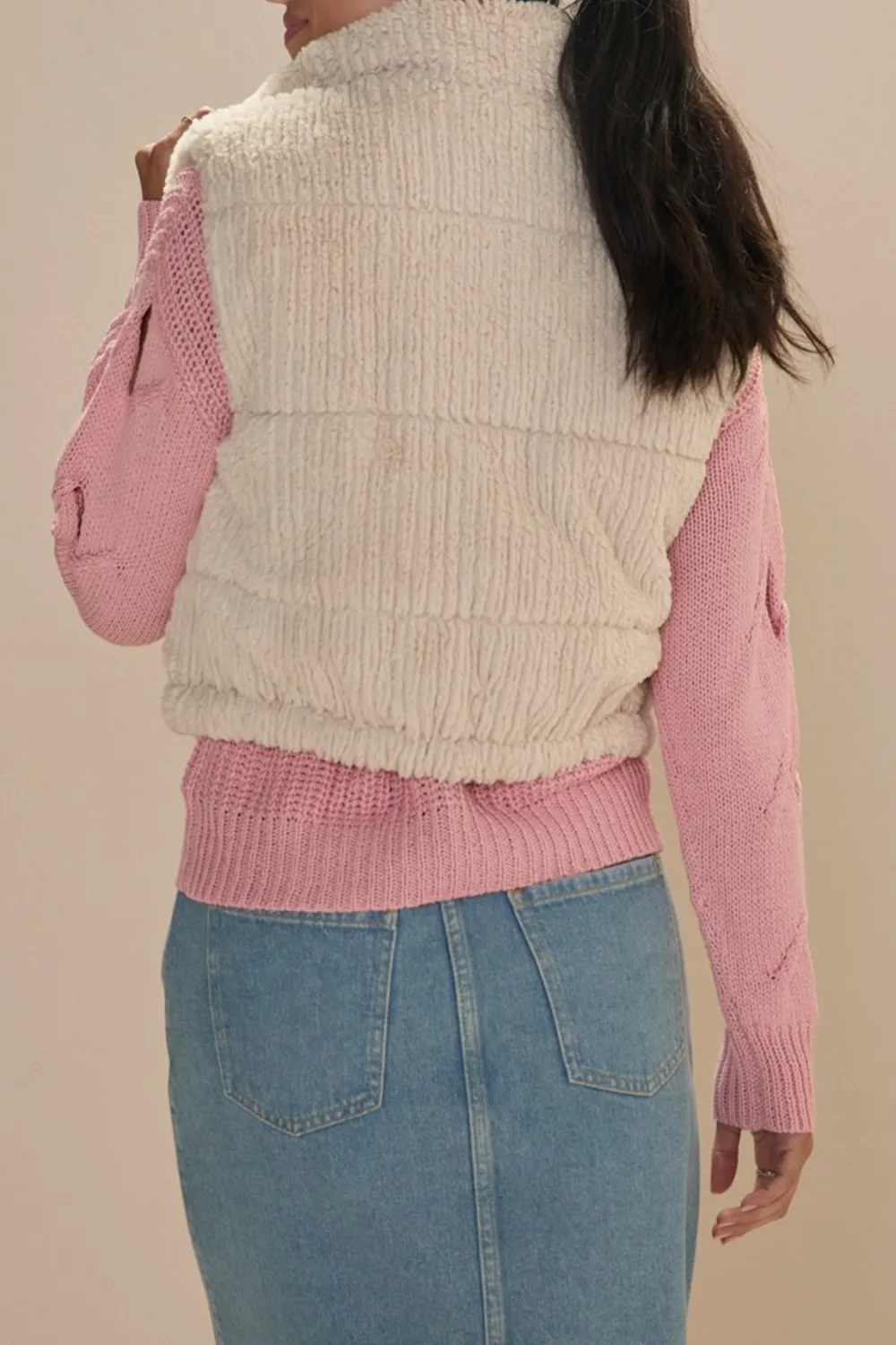 Pink Trimmed Fleece Vest