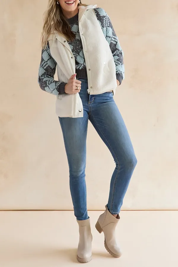 White Fuzzy Tencel Vest