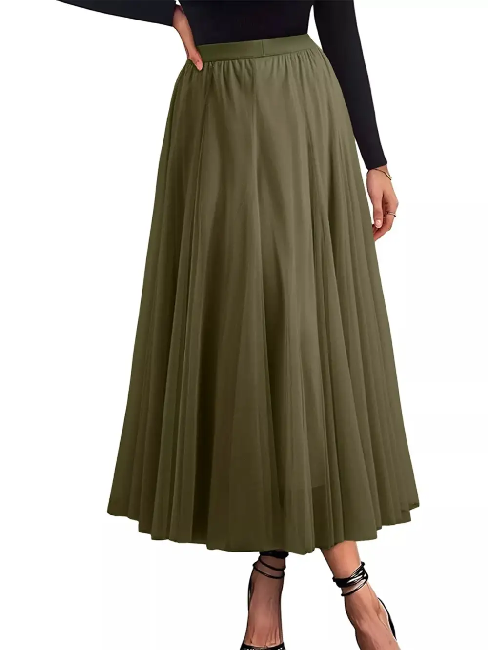 Tulle Line Midi Skirt