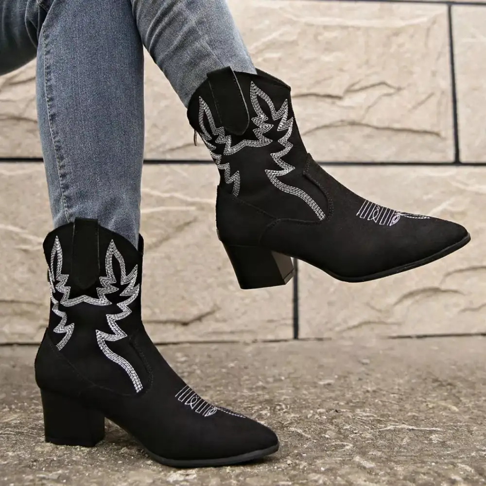 Refined Modern Pointed Toe Block Heel Boots