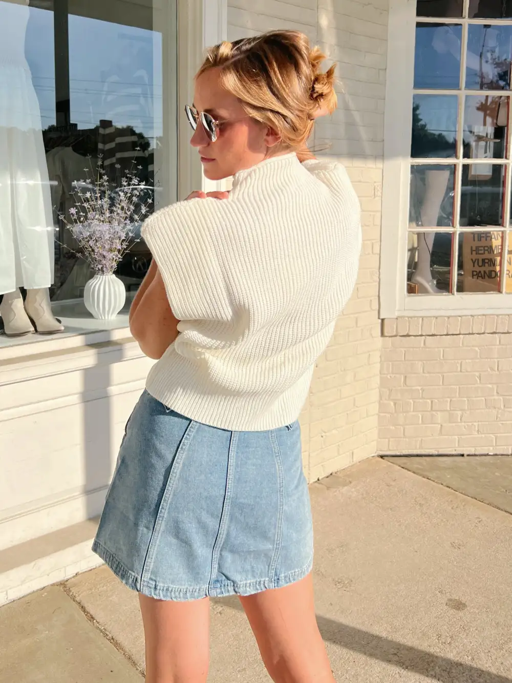 On A Cloud Mock Neck Sleeveless Sweater