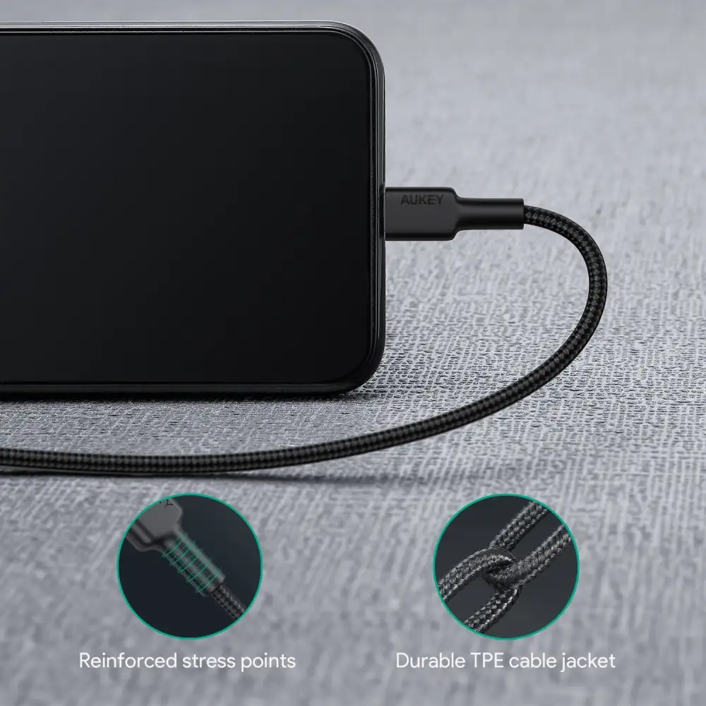 AUKEY CB-CL02 Impulse Braided USB-C to Lightning Cable (2 Pack)