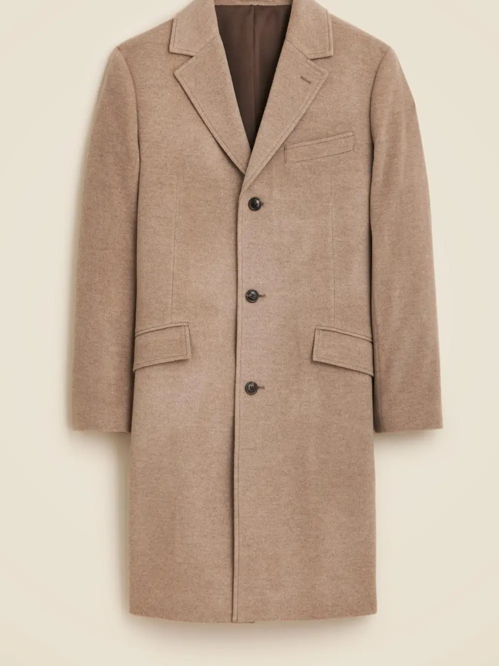 Beige Double Breasted Wool Coat