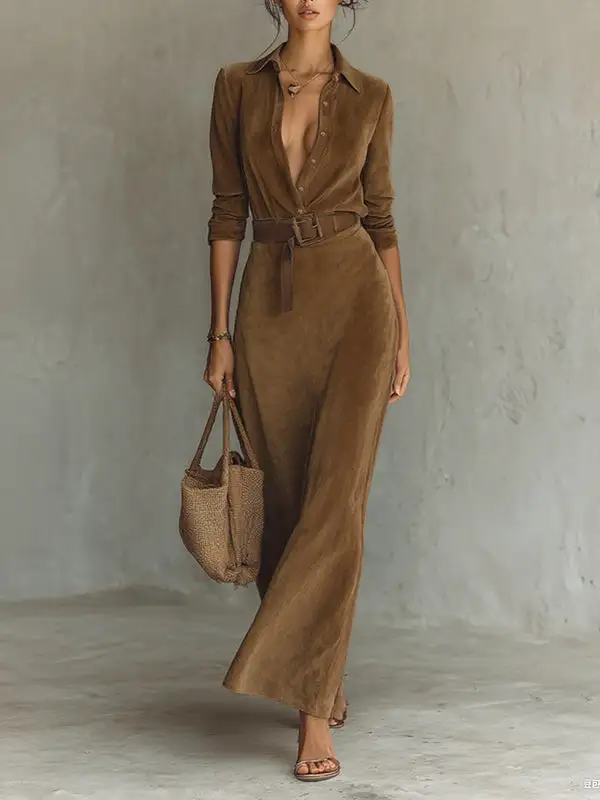 Split Long Shirt Maxi Dress