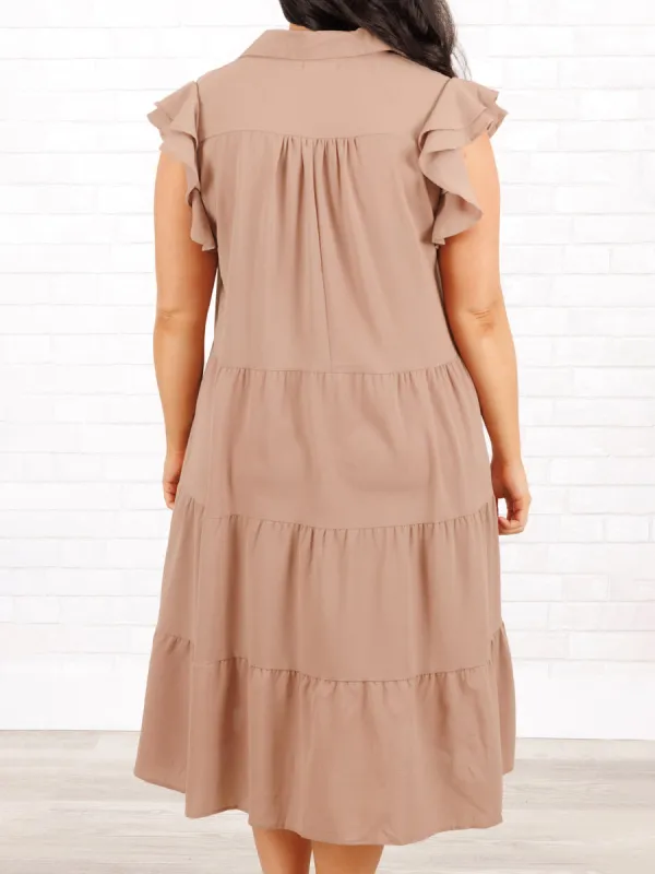 Ruffled Short Sleeve Loose Fitting Dress