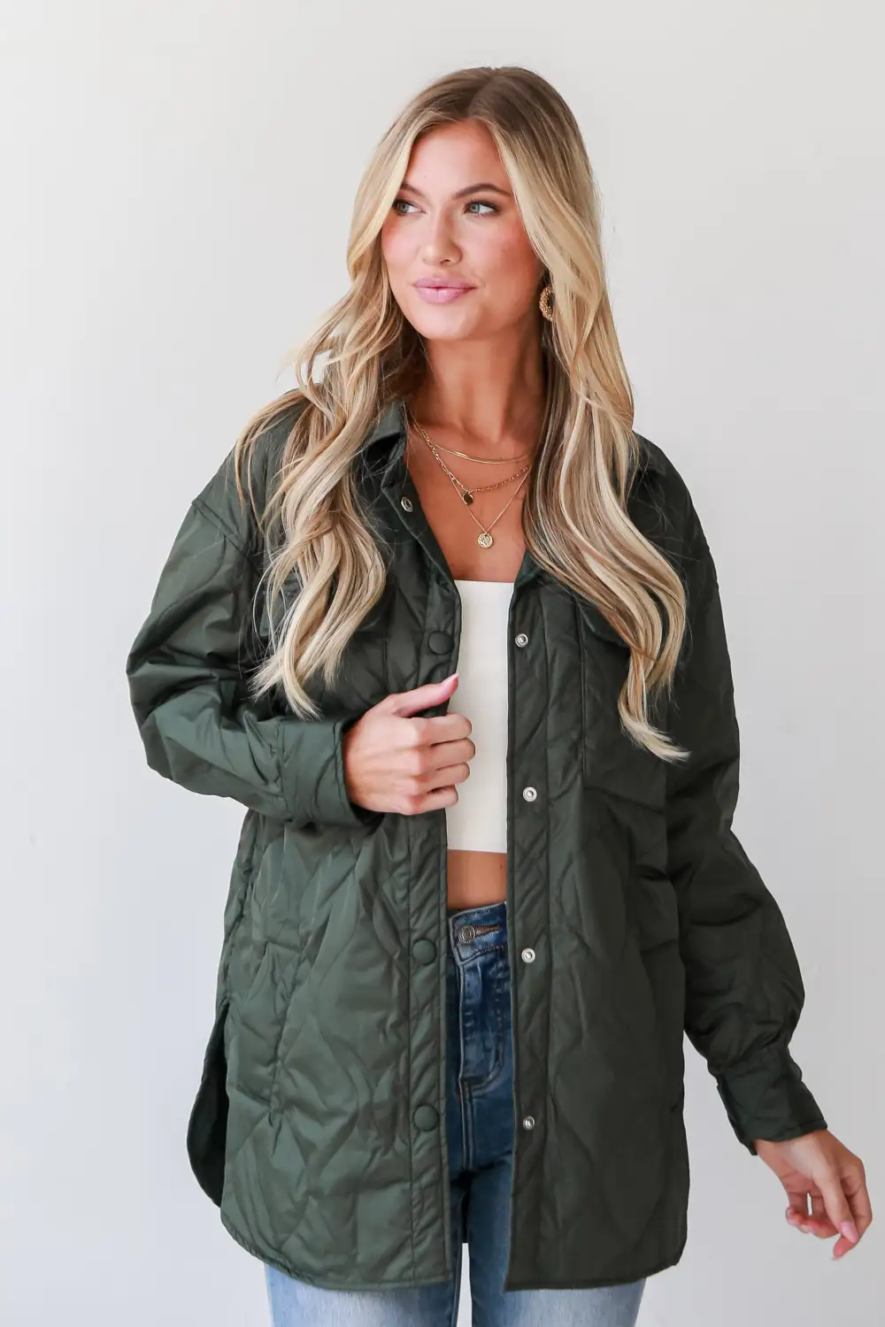 Colder Days Olive Quilted Jacket