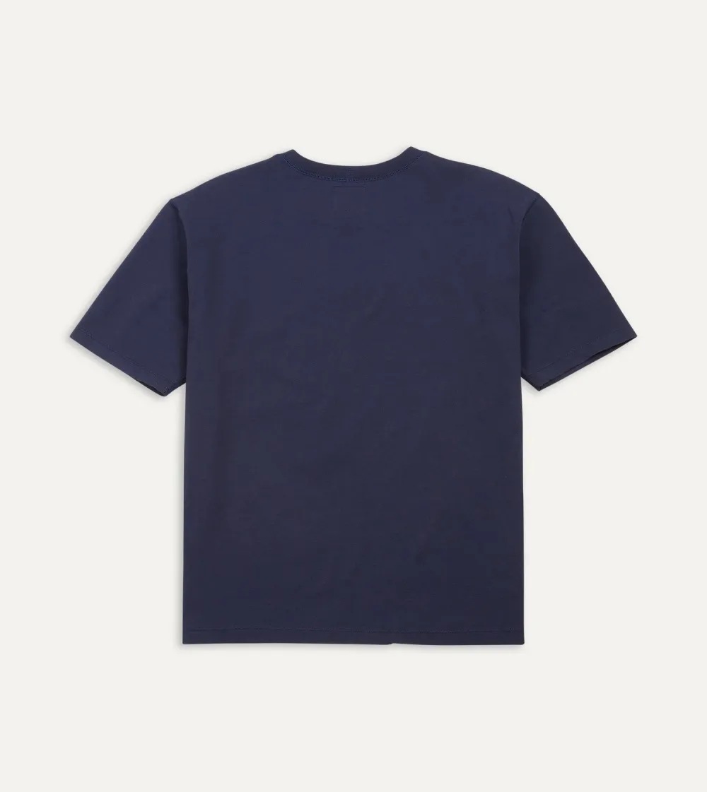 Casual Style Navy Cotton Crew Neck Hiking T-Shirt