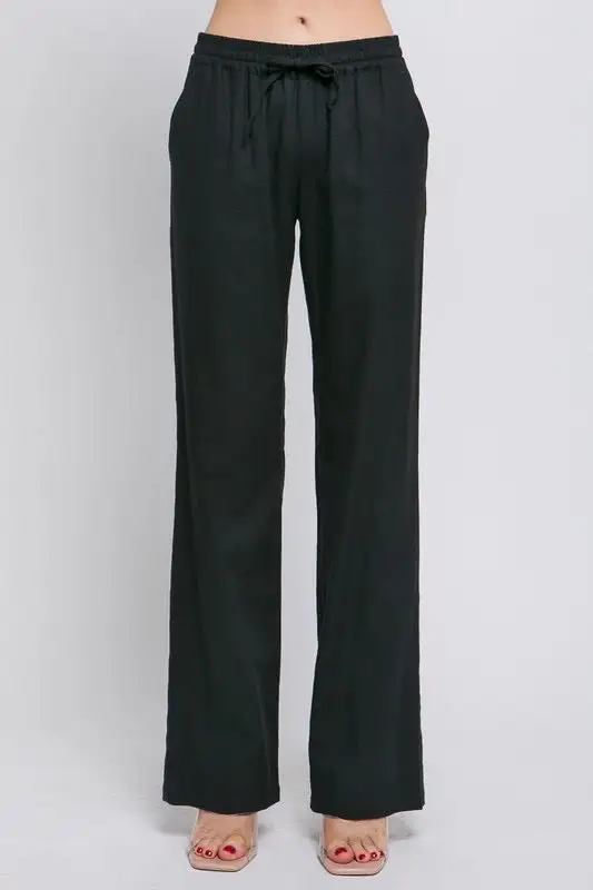 Modern Roomy Linen Blend Smocked Casual Pants