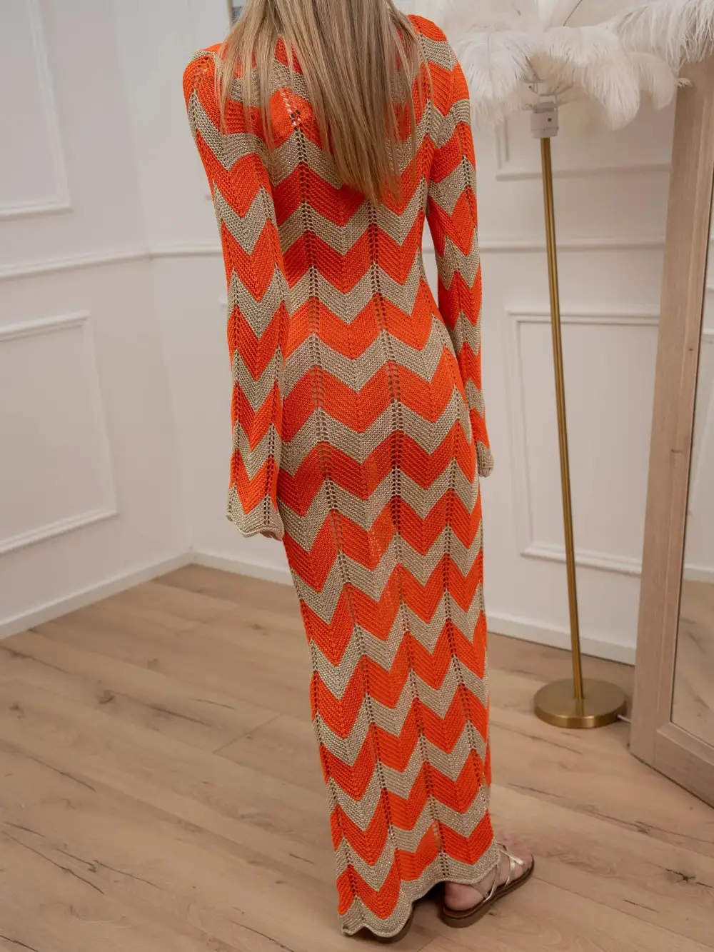 Wrapfront Maxi V Neck Dress