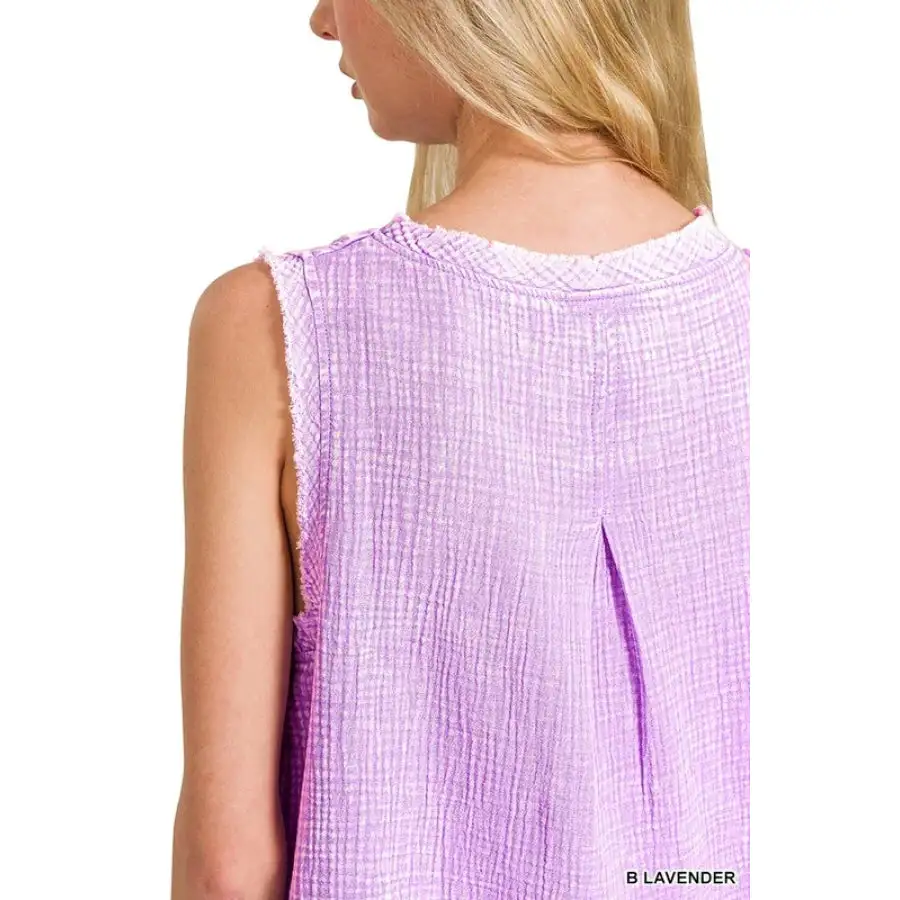 Double Gauze Raw Edge Acid Washed Tank