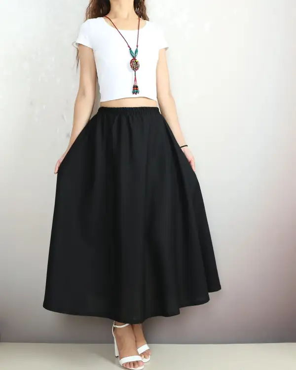 Everyday Boho Linen Flared Skirt