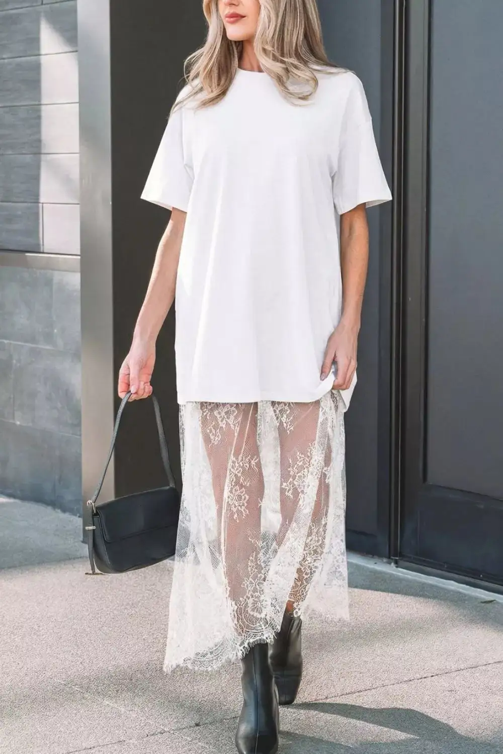 Patchwork Lace Shirt Dress
