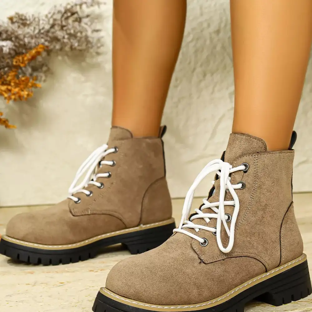 Round Toe Lace-Up Boots
