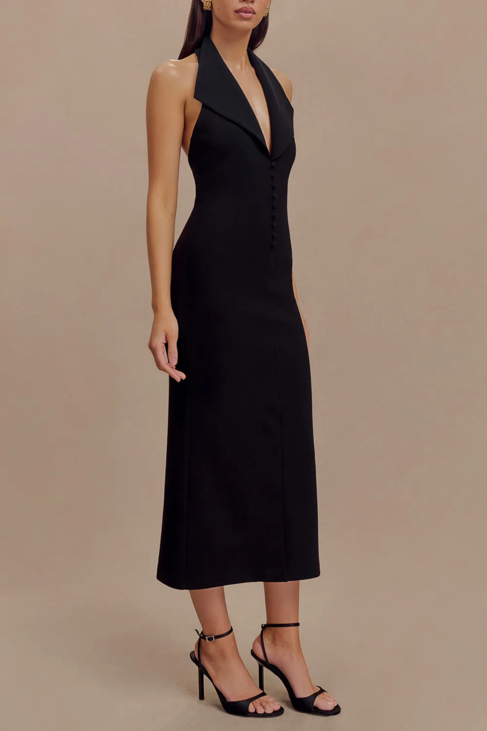 Crepe Halter Midi Dress