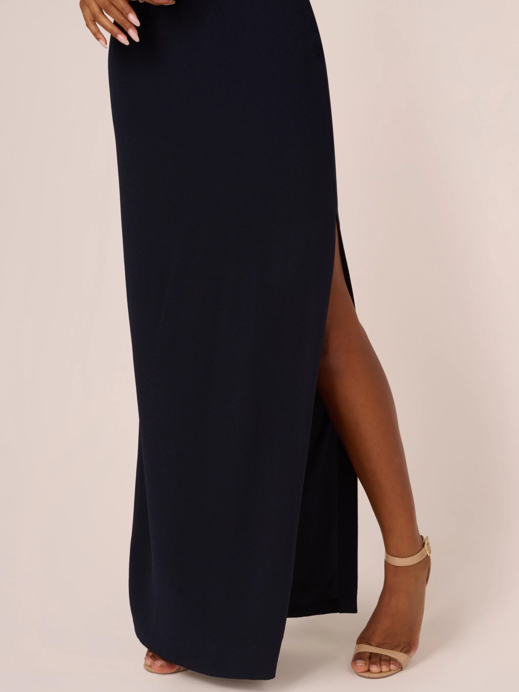 Crepe Asymmetric Bow Maxi Dress