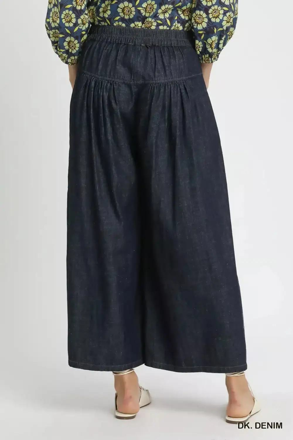 Washed Wide Leg Button Front Culottes Pants