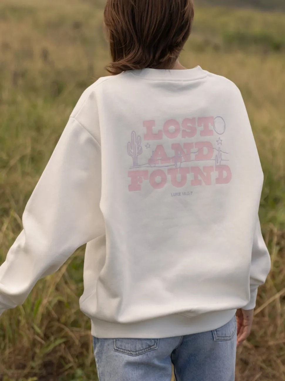 Women's Retro  Lost And Found slogan Crew neck Sweatshirt