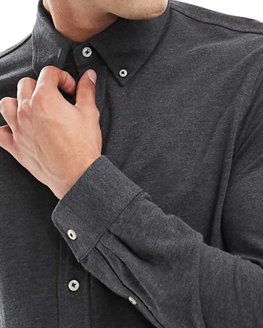 Pique Shirt In Charcoal Marl