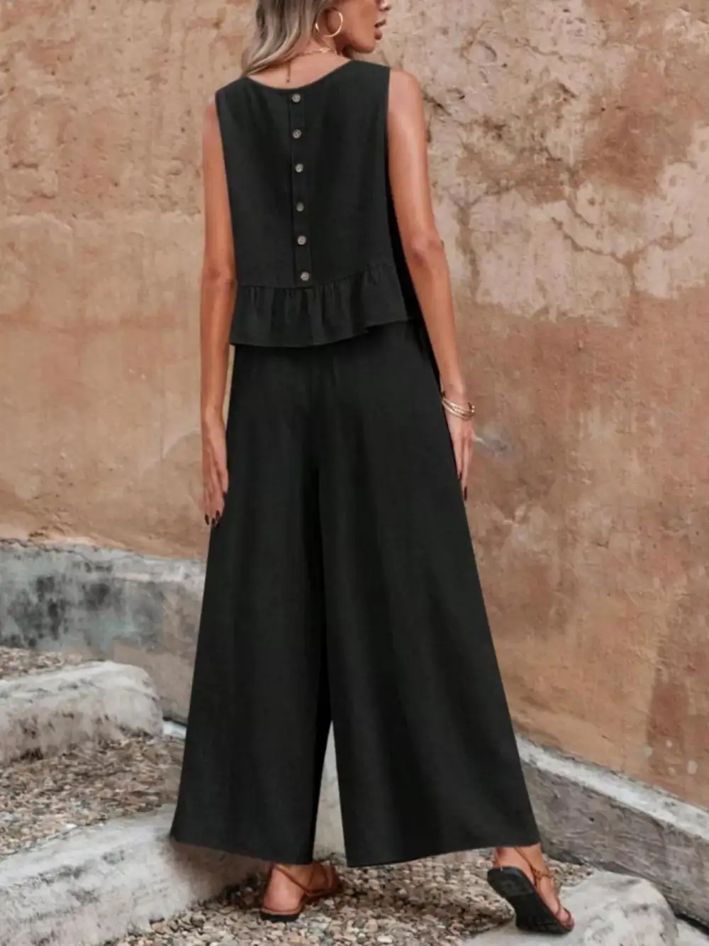 Ruffle Wide Leg Jumpsuit