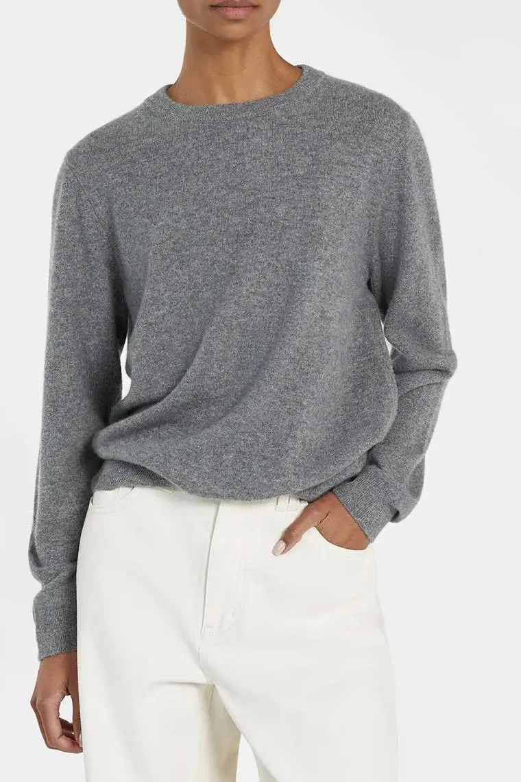 GREY CASHMERE KNIT JUMPER